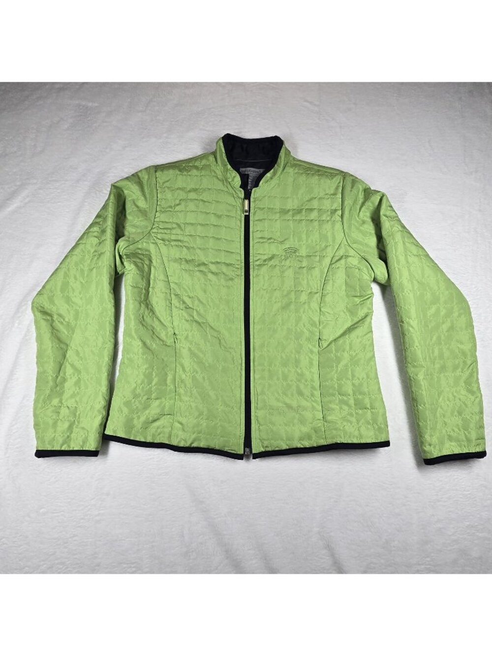 Oleg Cassini Sport Womens Jacket Size Small Lime Green Quilted Zippered Pockets